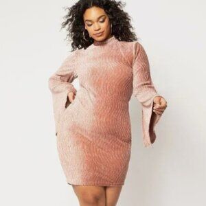 ELOQUII Flare Sleeve Velvet Dress NWT